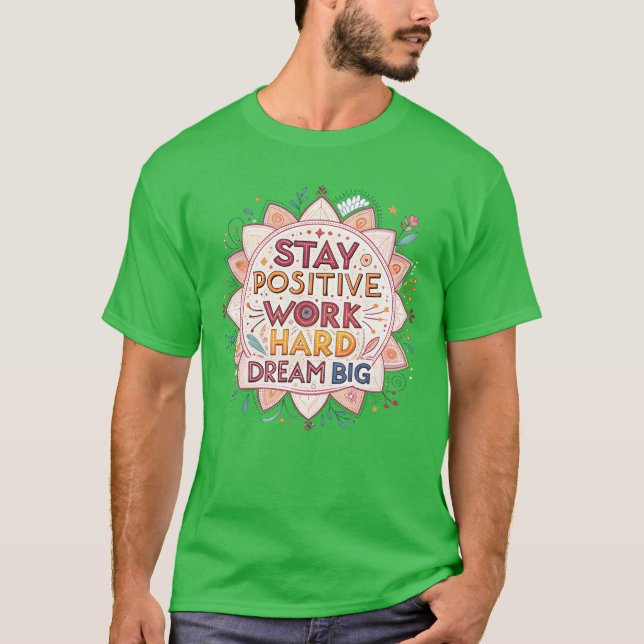 T-shirt Inspirational Mandala with Motivational Quotes fri (Devant)