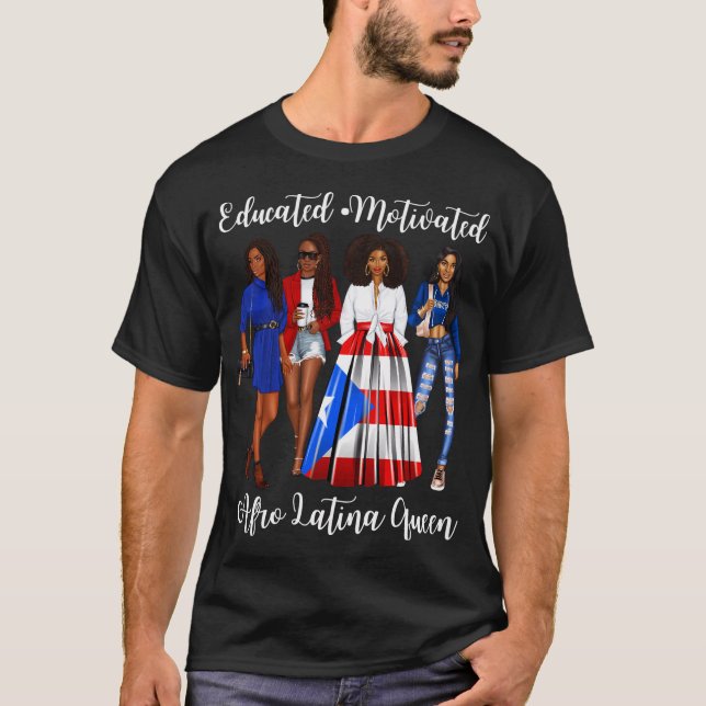 T-shirt Inspirer Afro Latina Queen Puerto Rico femmes Ri (Devant)