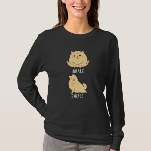 T-shirt Inspirez Expirez Pomeranian Yoga Chien 1