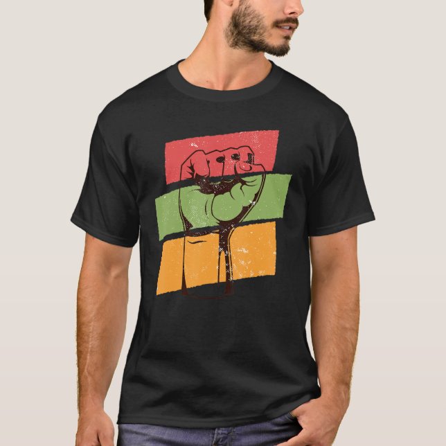 T-shirt Inspiring Black Leaders Power Fist Hand Black Hist (Devant)