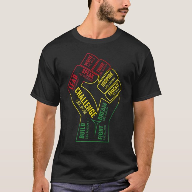T-shirt Inspiring Black Leaders Power Fist Hand Black Hist (Devant)