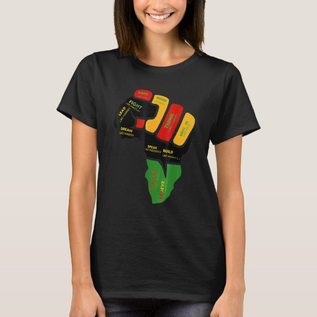 T-shirt Inspiring Black Leaders Power Fist Hand Black Hist (Devant)