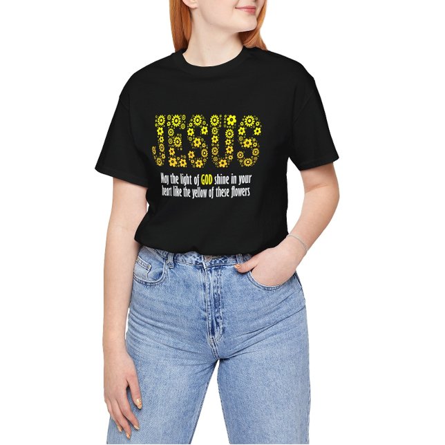 T-shirt Inspiring Jesus with yellow flowers: Let God's lig (Créateur téléchargé)
