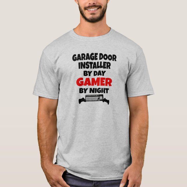 T-shirt Installateur de porte Garage Gamer (Devant)