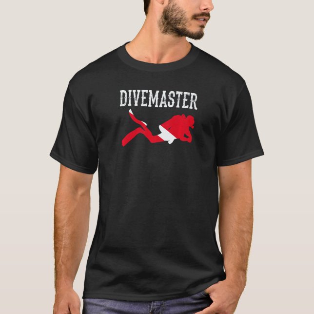 T-shirt Instructeur de plongée Divemaster Style de drapeau (Devant)