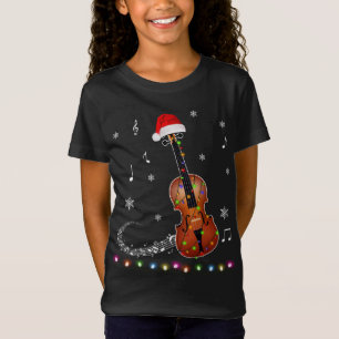 T-Shirt Instrument de violon Noël Chapeau Noël lumières No