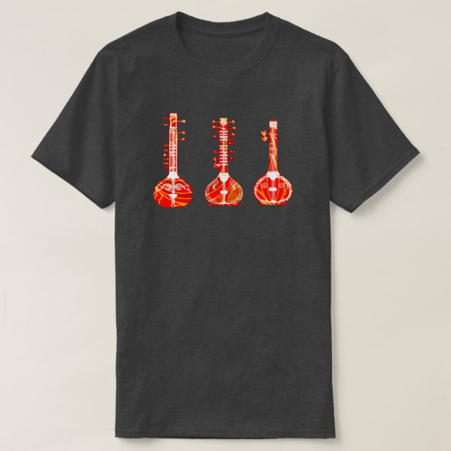T-shirt Instruments de musique folklorique indienne Sitar  (Design devant)