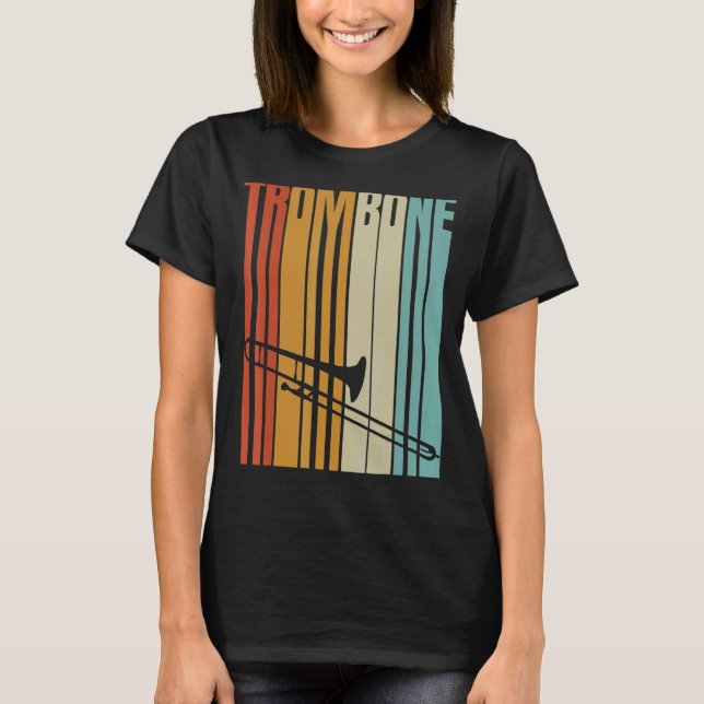 T-shirt Instruments en laiton Cool Retro Trombone (Devant)