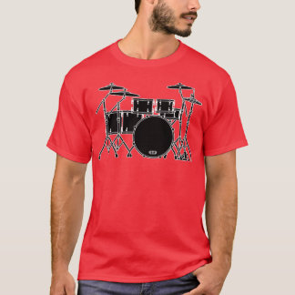 T-SHIRT INSTRUMENTS MUSICAUX KIT À DRUM SILHOUETTES