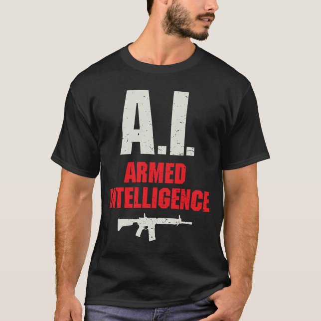 T-shirt Intelligence artificielle IA armée et intelligente (Devant)
