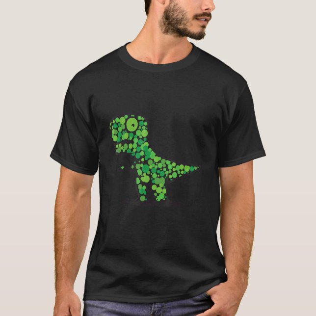 T-shirt International Dot Day Green Polka Dot Rex Dinosaur (Devant)