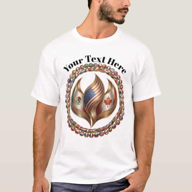 T-shirt International Unity Flame with World Flags Emblem  (Devant)