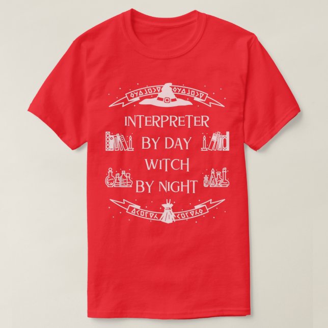 T-shirt Interprète De Jour Sorcière De Nuit (Design devant)