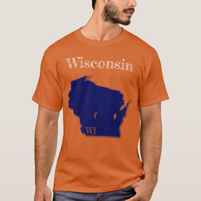 T-shirt Interstate du Wisconsin [Conception bleue de la ma (Devant)
