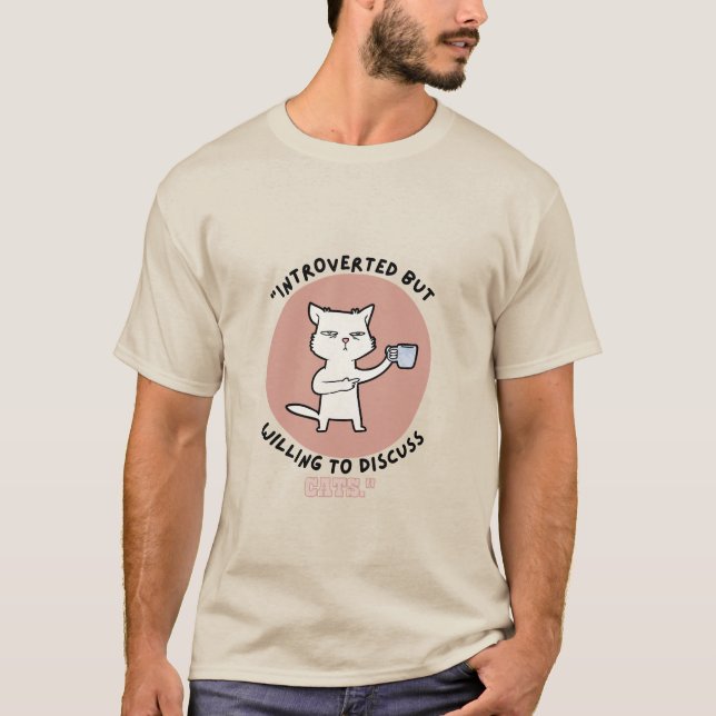 T-shirt Introverti mais prêt à discuter des chats - Chat d (Devant)