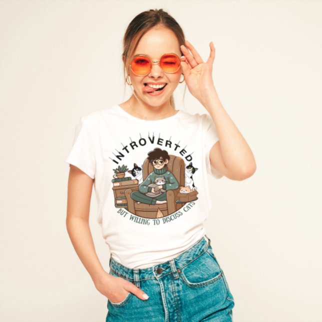 T-shirt "Introverti mais prêt à discuter des chats" drôle (Créateur téléchargé)