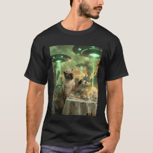 T-shirt Invasion d'aliens de chat chic Thé Apocalypse UFO 