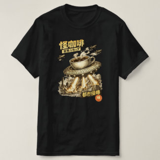 T-shirt Invasion de tasse de café volant – Ar rétro-manga