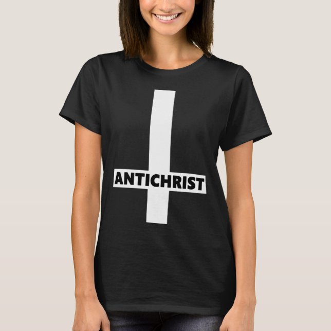 T-shirt Inverted Cross Antichrist Upside Down Satan Atheis (Devant)