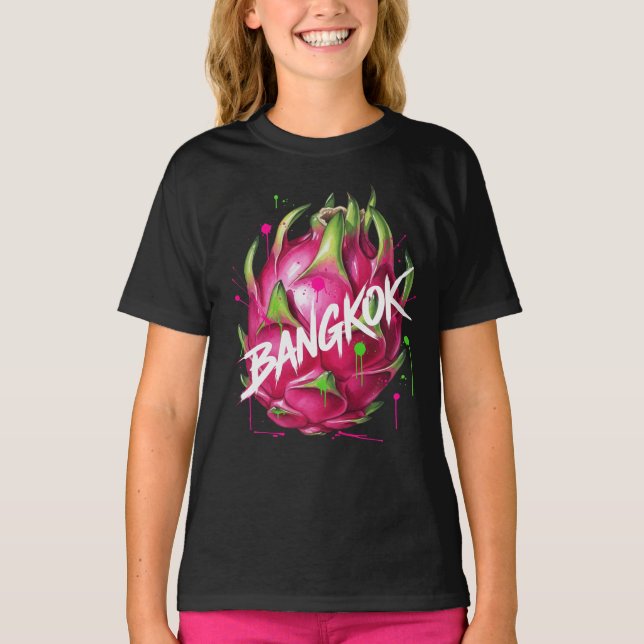 T-shirt Invitation Bangkok, Fruits de dragon, par Natasha  (Devant)