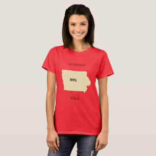 T - Shirt - Iowa Karte mit Stadt