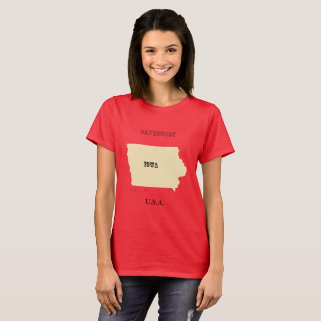 T - Shirt - Iowa Karte mit Stadt (Vorne ganz)