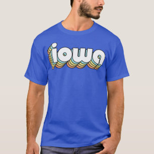 T-shirt Iowa Retro Typographie Arc-en-ciel style défraîchi