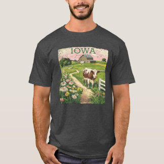 T-shirt Iowa Timbre État en détresse Vintage États-Unis