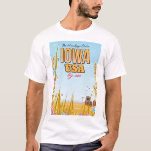 T-shirt Iowa USA "L'État Hawkeye"Affiche de voyage en dess