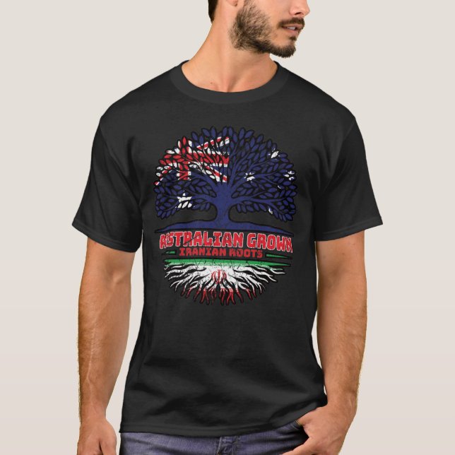 T-shirt Iran Australie Australie drapeau des racines d'arb (Devant)
