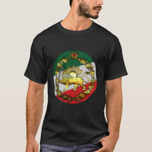 T-shirt Iran Drapeau Avec Lion Et Couronne