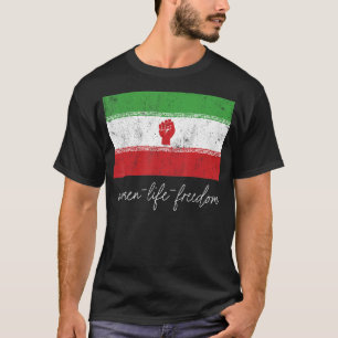 T-shirt Iranian Flag Female with Fist Support Women of Ira