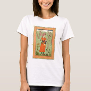 T-shirt Iranian princely figure holding a cup and flask, c