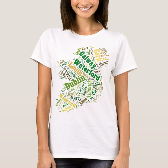 T-shirt Ireland Cities Word Art (Devant)