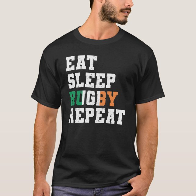 T-shirt Ireland Eat Sleep Rugby Repeat Irish Pride (Devant)
