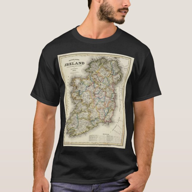 T-shirt Ireland Map - Irish Eire Erin Historic Map (Devant)