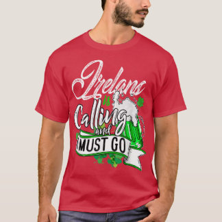 T-shirt Irelands Appelle Et Je Dois Aller Clover Irish Bee