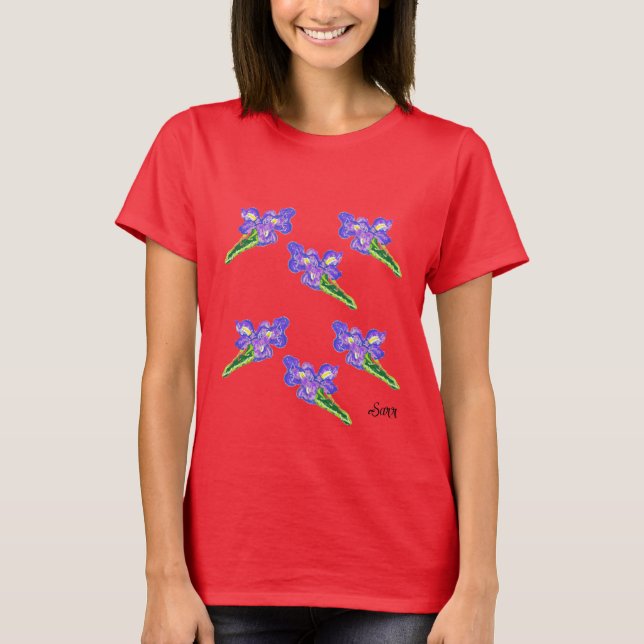 T-Shirt : Iris Blumen (Vorderseite)