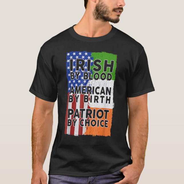 T-shirt Irish American Flag Celtic Cross Funny St Patrick' (Devant)