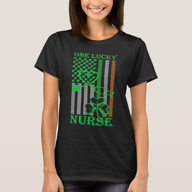 T-shirt Irish American Flag St Patrick's Day One Lucky Nur (Devant)