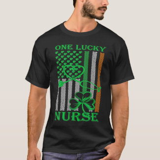 T-shirt Irish American Flag St Patrick's Day One Lucky Nur