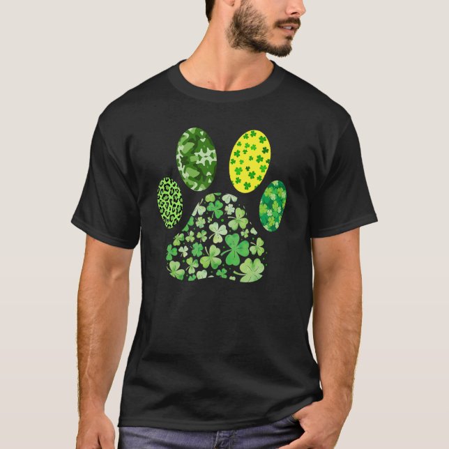 T-shirt Irish Cute Dog Paw C St Patrick's Day Lucky Shamro (Devant)