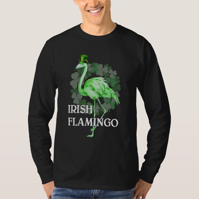 T-shirt Irish Flamingo Shamrock Lucky Leaf Outfit for Patr (Devant)