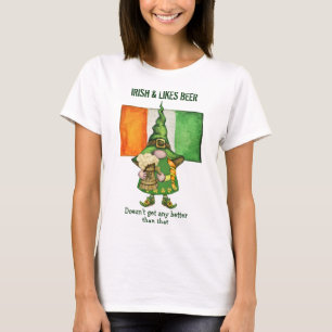 T-shirt Irish Girl Gnome aime la bière