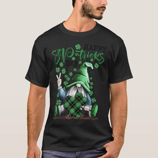 T-shirt Irish Gnome Lucky Plaid Shamrock Leprechaun St Pat (Devant)