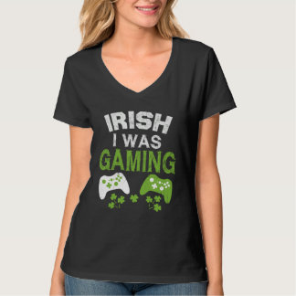 T-shirt Irish I Was Gaming  St Patricks Day Gamer Boys Men