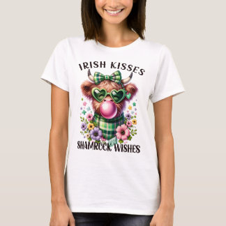 T-shirt Irish Kisses Shamrock souhaite Highland Cow T-Shir