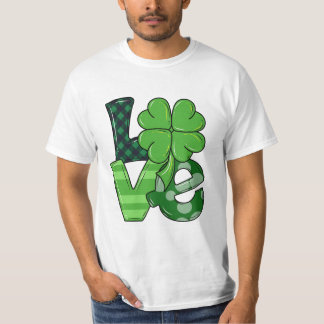 T-shirt Irish Love Patrick's Day Shamrock Green Plaid
