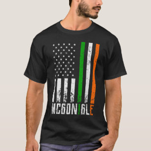 T-shirt Irish MCGONIGLE Family American Flag Ireland Flag