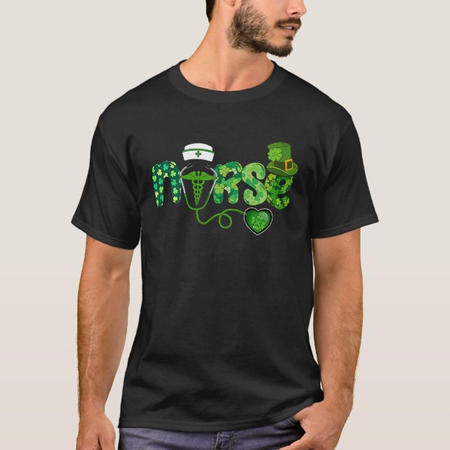 T-shirt Irish Nurse Stethoscope Scrub St Patricks Day Nurs (Devant)
